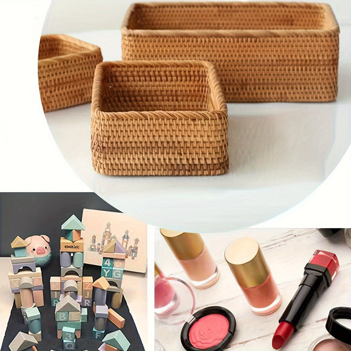 Handgeweven Rotan Opbergmand voor Tafel en Badkamer – Natuurlijk en Tijdloos Design