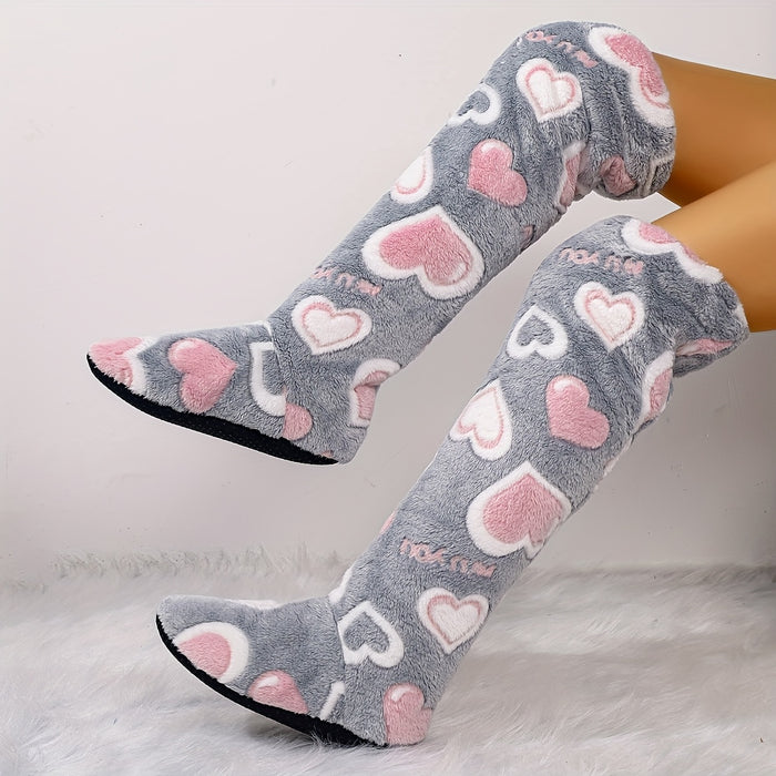 Bløde dametøfler med hjertemønster - Komfortable og stille