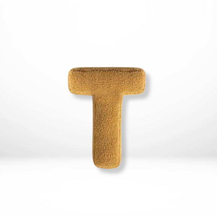 Dekorativ alfabetpude med fløjlsstruktur til boligindretning