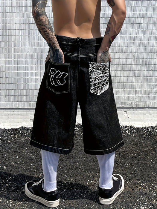 Casual Bermuda Denim Shorts – Losse Pasvorm met Stijlvolle Bloemenborduursels