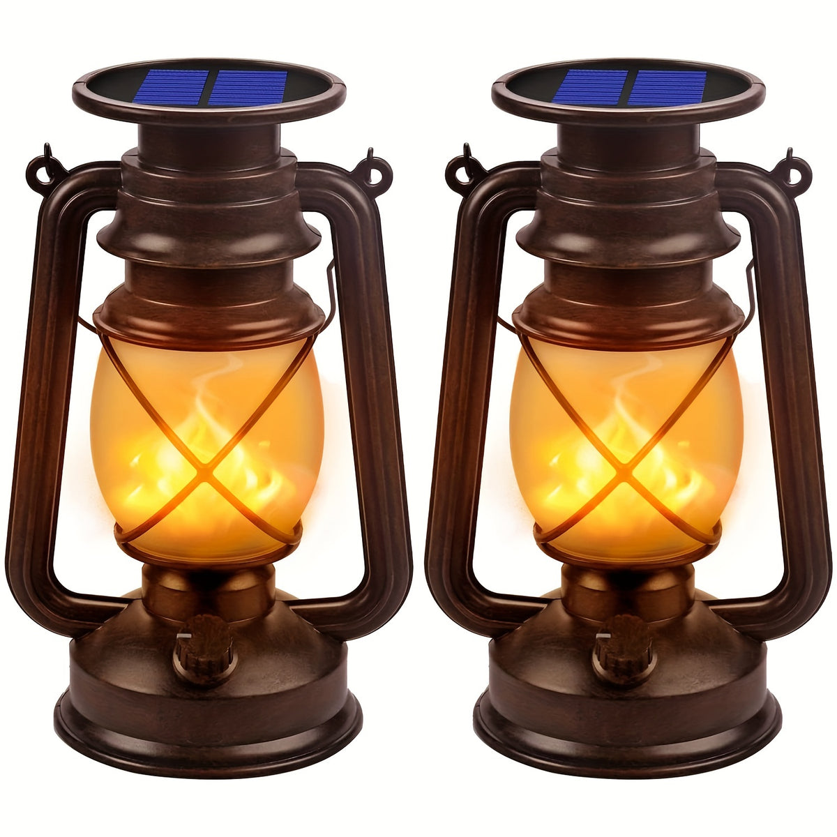 Set van 2 Solar Lantaarns – Vintage Dansende Vlam LED Lichten voor Tui ...