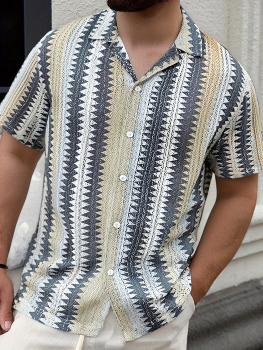 Heren Zomer Casual Korte Mouw Shirt – Geweven Stof voor een Frisse Look