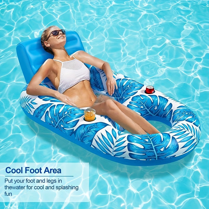 Lounge de piscine gonflable avec dossier et porte-gobelets pour une flottaison détendue
