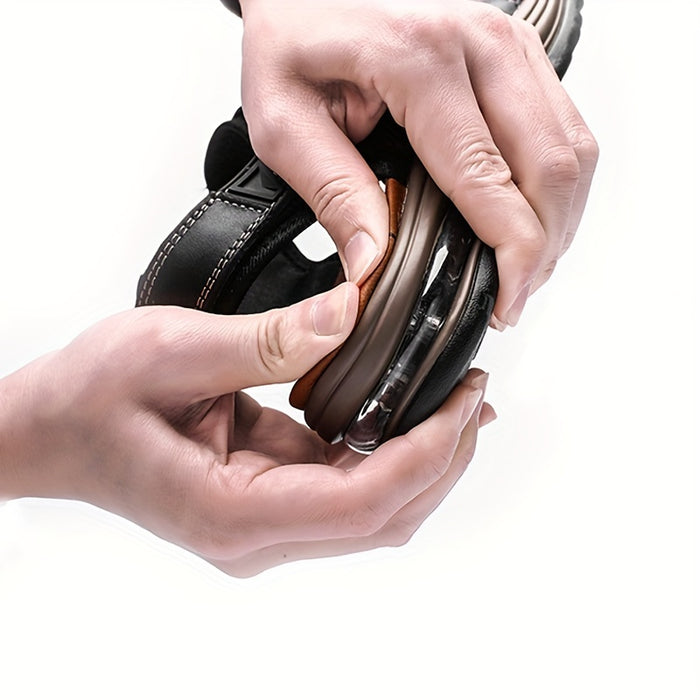 Premium Heren Leren Strandsandalen – Verstelbaar en Met Schokdemping