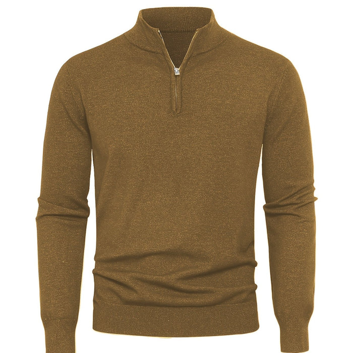 Herre strikket vest med halv glidelås – Varm høyhalset modell for høst og vinter