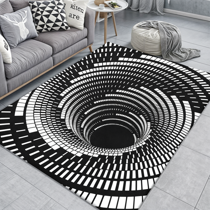 3D Optinen Illuusio Ovimatto Geometrisellä Shakkilautakuvioinnilla Eteiseen