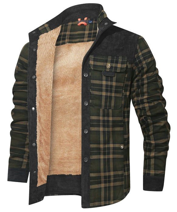 Robuuste Heren Flaneljas met Imitatiebontvoering – Warm, Slijtvast en Beschermend
