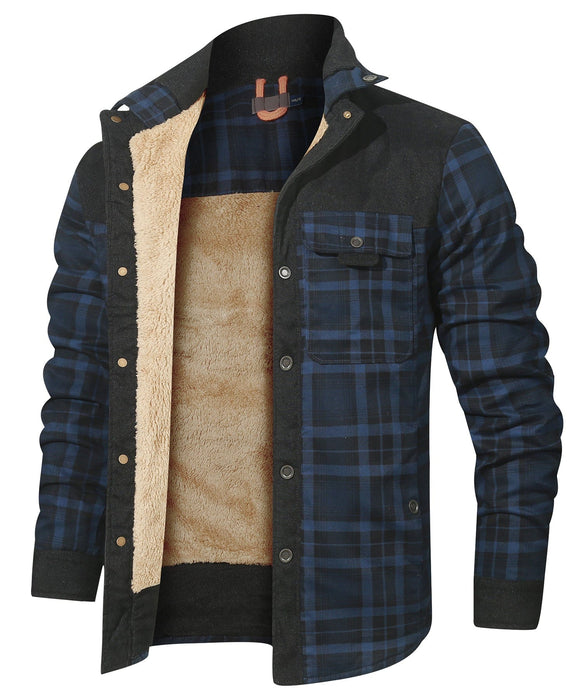 Robuuste Heren Flaneljas met Imitatiebontvoering – Warm, Slijtvast en Beschermend