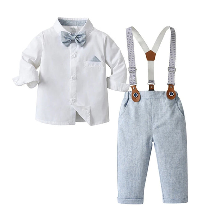 Chic Jongenspak 3-delig – Blauw Overhemd, Gilet en Broek met Strikje