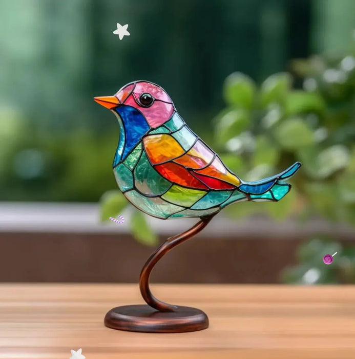 Glas In Lood Vogelraamdecoratie met Kleurrijke Lichtreflectie voor Interieur