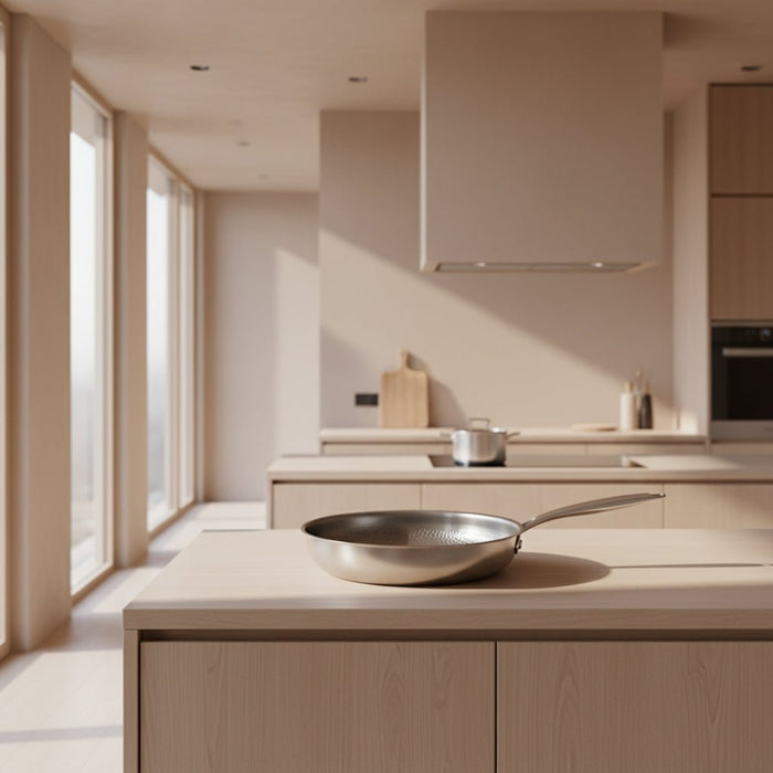 Gehamerde titanium koekenpan voor inductie – Duurzaam en gelijkmatig bakken