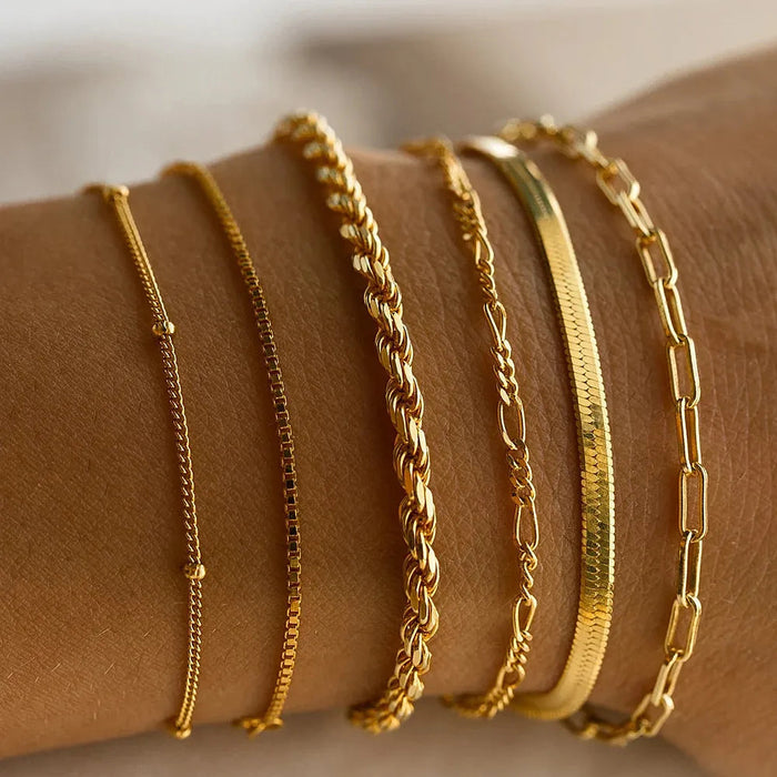 Ensemble de bracelets pour femmes avec design à maillons – Bracelets superposés tendance pour un usage quotidien