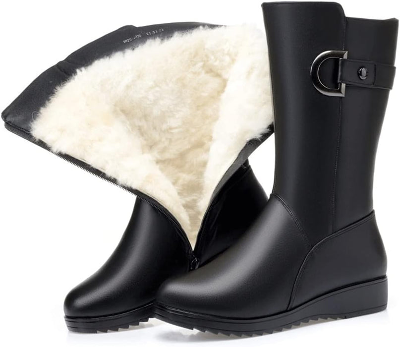 Damevinterstøvler med pelsfor – Wodoodporne Skridsikre støvler til kolde dage