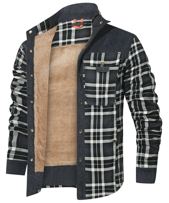 Robuuste Heren Flaneljas met Imitatiebontvoering – Warm, Slijtvast en Beschermend