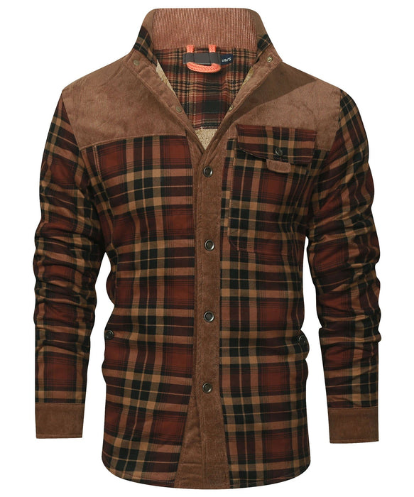 Robuuste Heren Flaneljas met Imitatiebontvoering – Warm, Slijtvast en Beschermend
