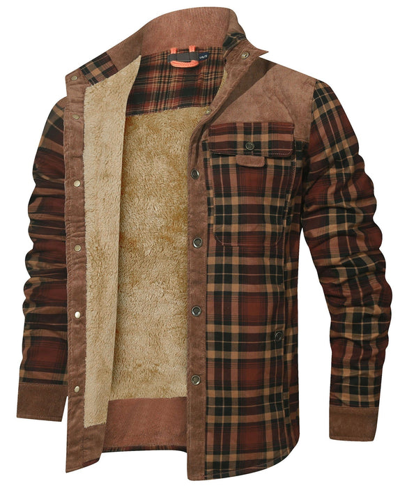 Robuuste Heren Flaneljas met Imitatiebontvoering – Warm, Slijtvast en Beschermend