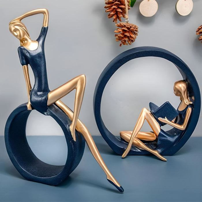 Abstrakte Kvindeskulpturer i Cirkel til Moderne Indretningsdekoration