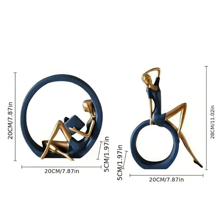 Abstrakte Kvindeskulpturer i Cirkel til Moderne Indretningsdekoration
