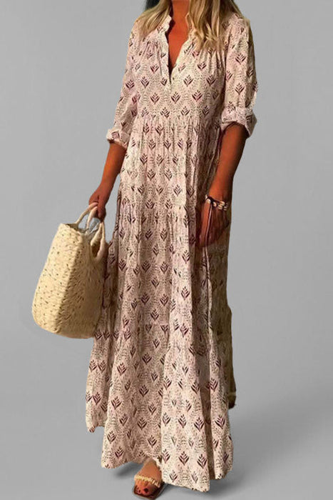 Elegante Maxi-mekko, jossa laskeutuva istuvuus kesäisiin ja tyylikkäisiin päiviin