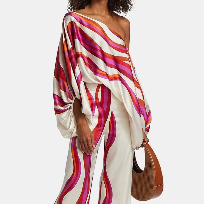 Chique Tweedelige Satijnen Set voor Dames – Vrouwelijk en Elegant