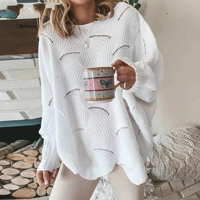 Oversized sweater med åbent snit til kvinder – Komfortabel og trendy 