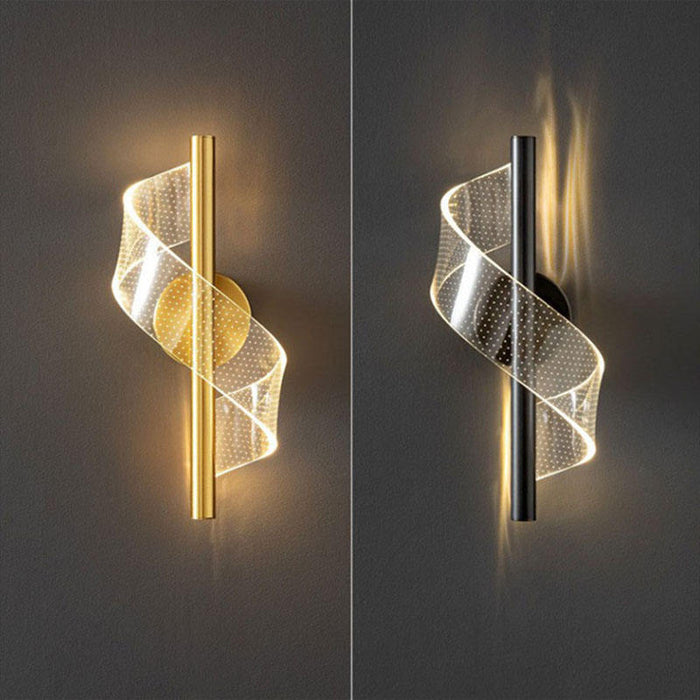 Moderni LED-seinävalaisin aaltoilevalla designilla ja säädettävillä valoväreillä