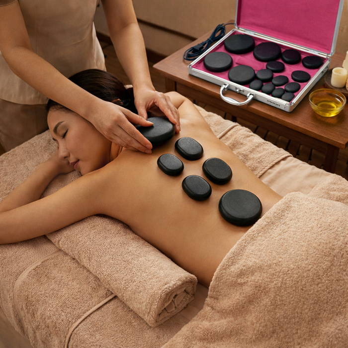 Set Professionale per Massaggio con Pietre Calde – Completo di Riscaldamento