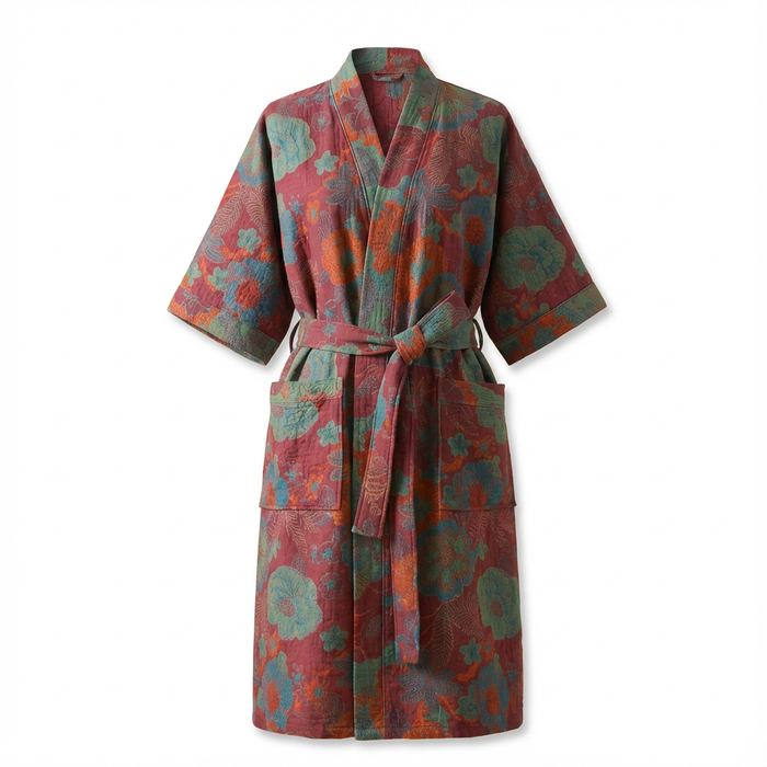 Kimono da Donna – Motivo Botanico in Cotone Organico