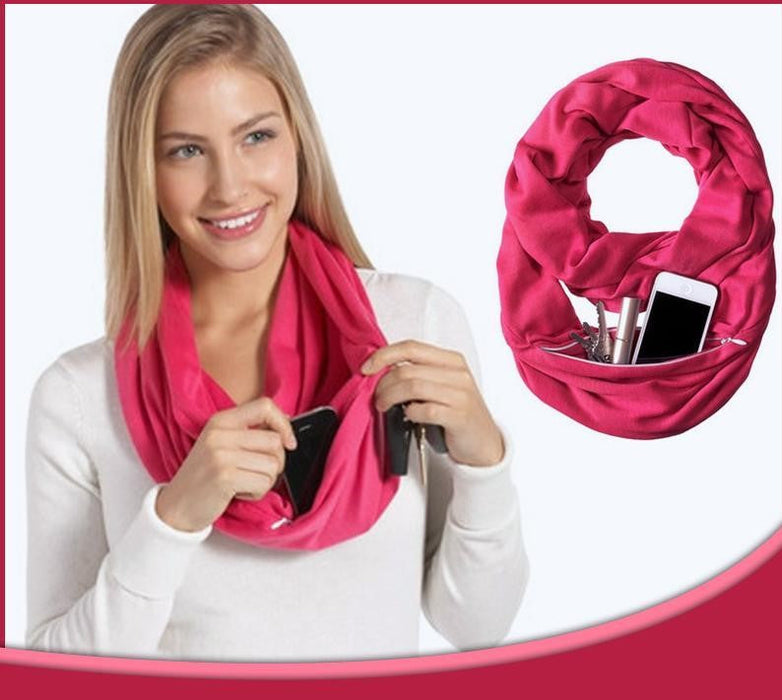 Reissjaal met Verborgen Zakje – Infinity Stijl & Veiligheid in Eén