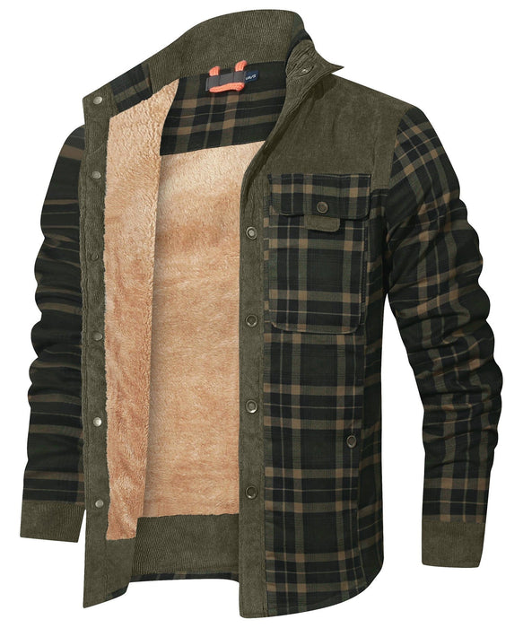 Robuuste Heren Flaneljas met Imitatiebontvoering – Warm, Slijtvast en Beschermend