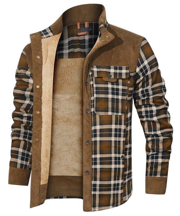 Robuuste Heren Flaneljas met Imitatiebontvoering – Warm, Slijtvast en Beschermend