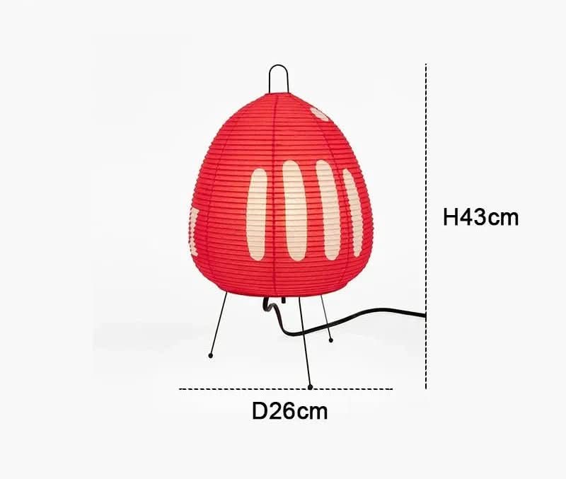 Pöytälamppu reispaperivarjostimella ja japanilaisvaikutteisella designilla