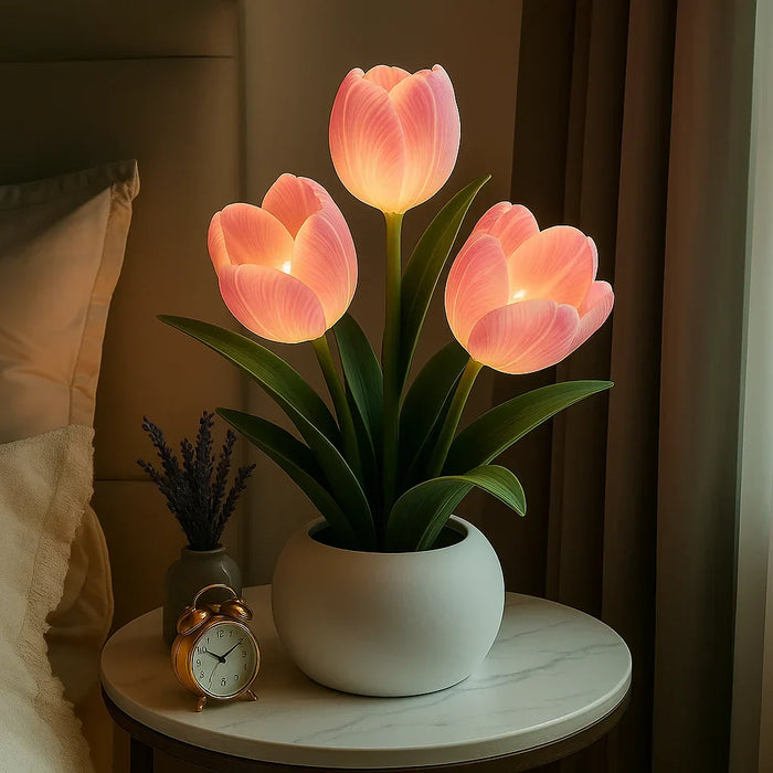 Koristeelliset tulppaanit LED-lamppu lämpimällä valolla ja himmennettävällä valaistuksella