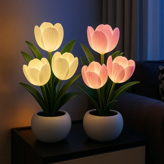 Koristeelliset tulppaanit LED-lamppu lämpimällä valolla ja himmennettävällä valaistuksella