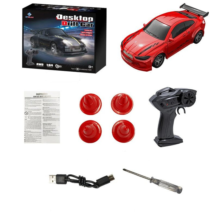 Mini RC Drift -auto kauko-ohjauksella ja LED-ajovaloilla