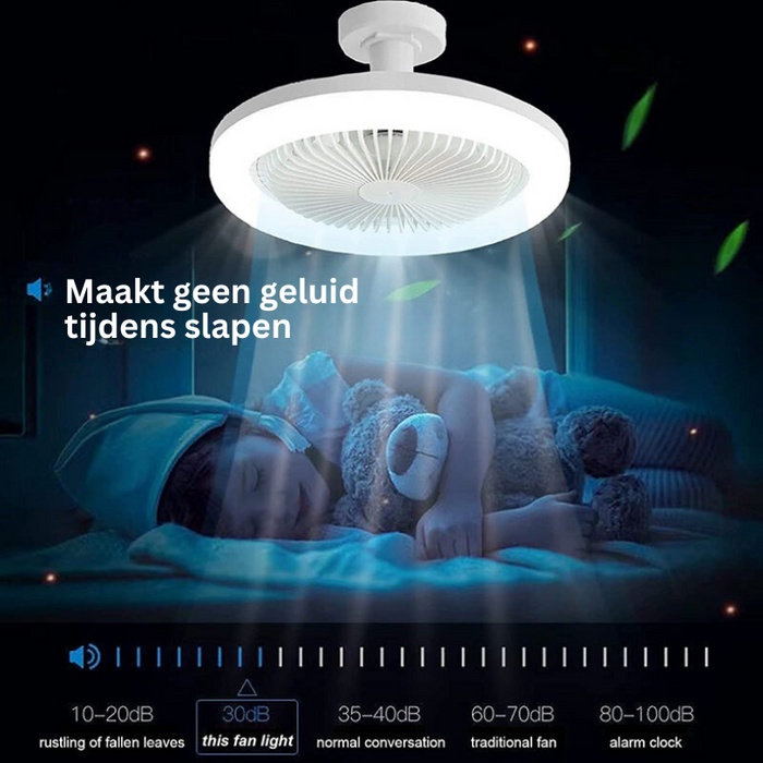 Kattotuuletin LED-lampulla lamppukantaan ja mukavaan viilennykseen