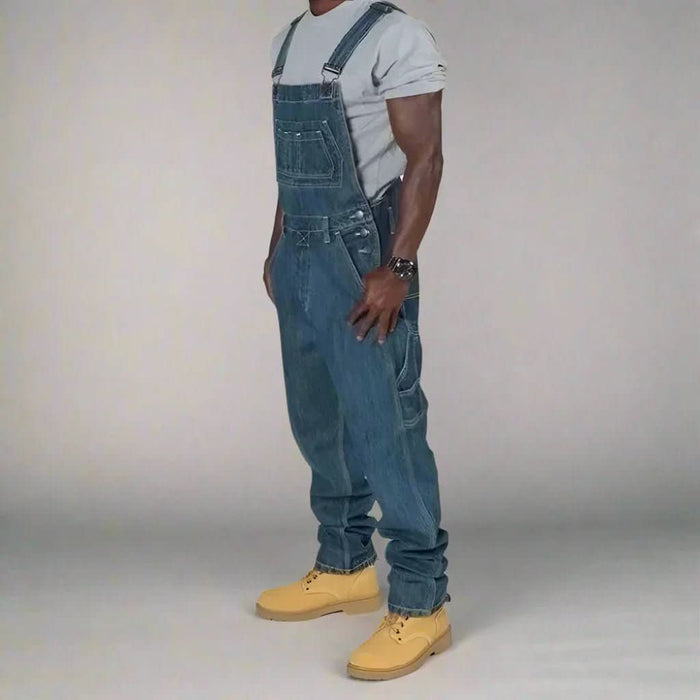 Herre Denim Overall med Justerbare Stropper og Funktionelle Lommer