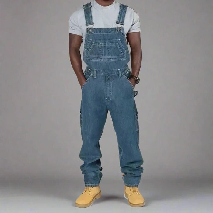 Herre Denim Overall med Justerbare Stropper og Funktionelle Lommer
