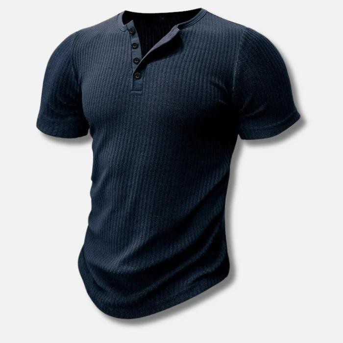 Muscle Fit Henley -paita miehille, jossa ribbineulos