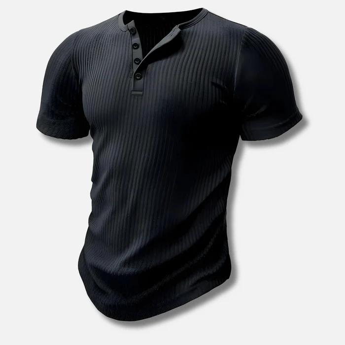 Muscle Fit Henley -paita miehille, jossa ribbineulos