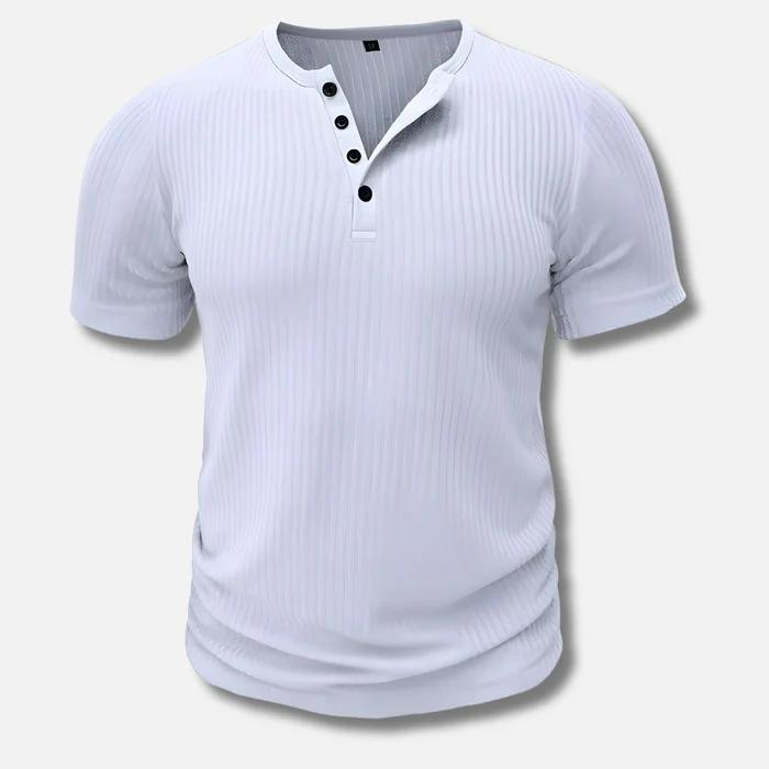 Muscle Fit Henley -paita miehille, jossa ribbineulos