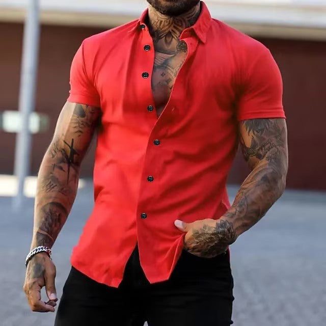Miesten lyhythihainen kauluspaita modernilla slim fit -leikkauksella