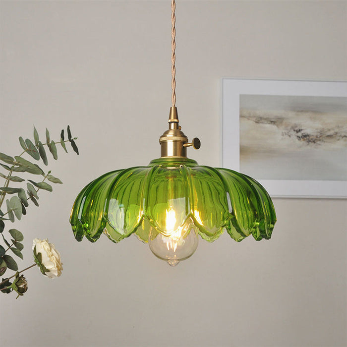 Lampada a Sospensione in Vetro a Forma di Fiore – Design Decorativo e Atmosferico