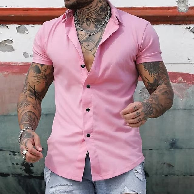 Miesten lyhythihainen kauluspaita modernilla slim fit -leikkauksella