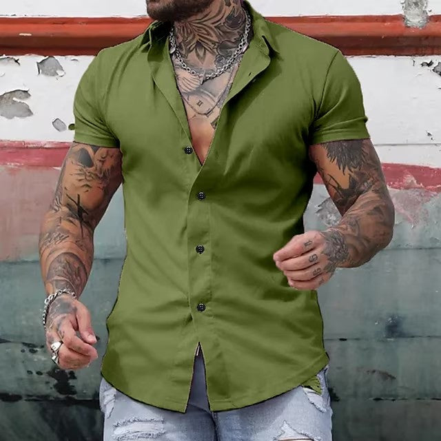 Miesten lyhythihainen kauluspaita modernilla slim fit -leikkauksella