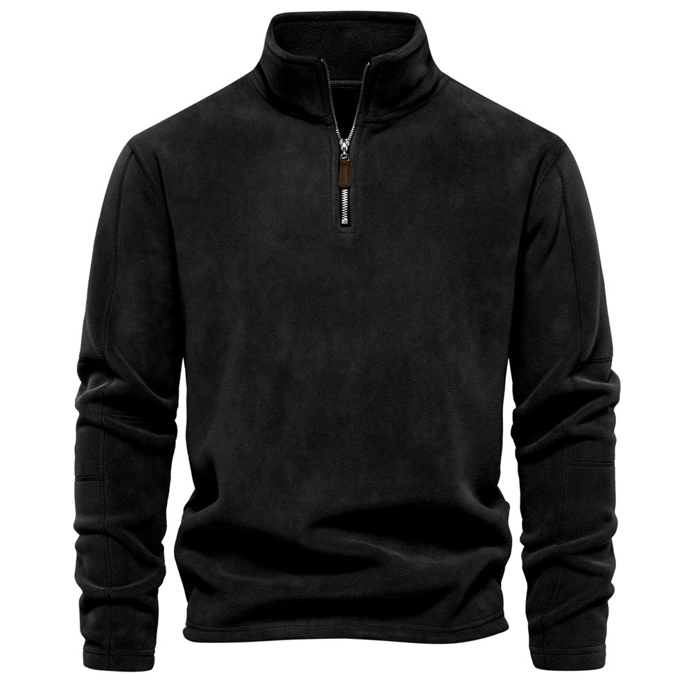 Generisch Trui heren sweatshirt pullover sweater heren pullover trendy fleece sweatshirt met capuchon voor de heren winter 2025 met opstaande kraag, halve zakken met ritssluiting, blauw, XL