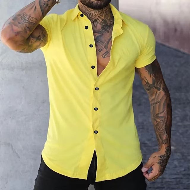 Miesten lyhythihainen kauluspaita modernilla slim fit -leikkauksella