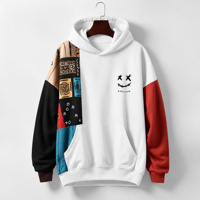 Sweat à capuche patchwork colorblock pour homme – Élégant, décontracté et confortable