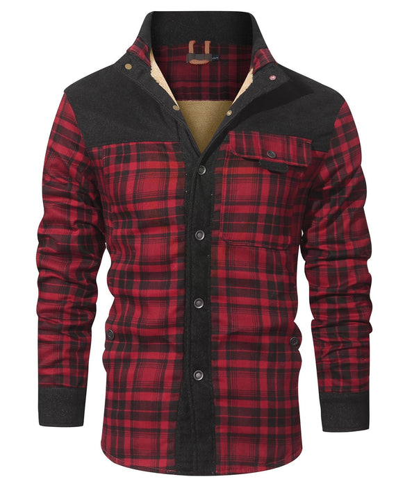 Robuuste Heren Flaneljas met Imitatiebontvoering – Warm, Slijtvast en Beschermend