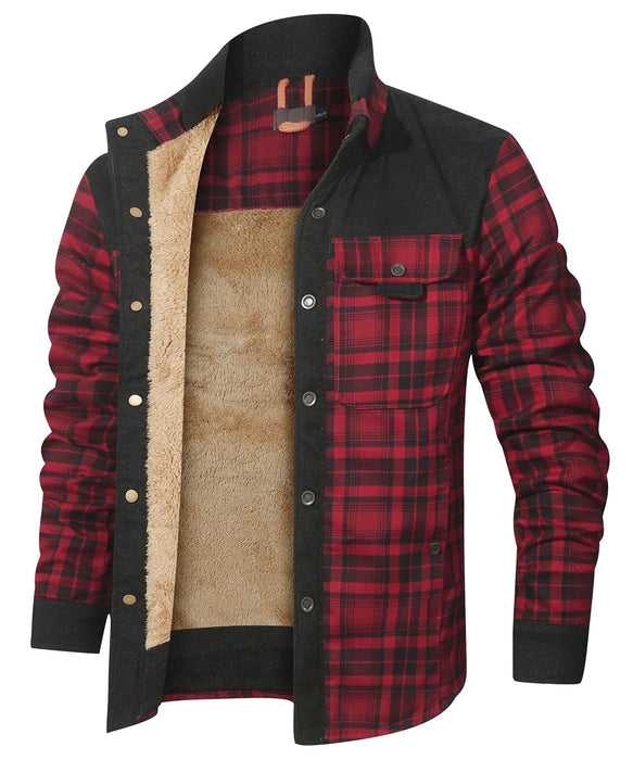 Robuuste Heren Flaneljas met Imitatiebontvoering – Warm, Slijtvast en Beschermend